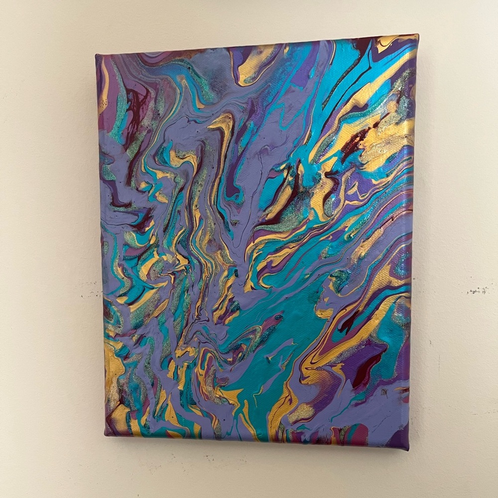 "Electric Feel" 8x10 Acrylic Pour Canvas